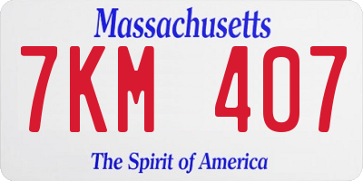 MA license plate 7KM407
