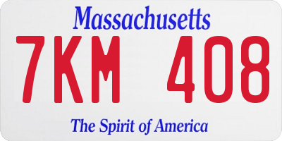 MA license plate 7KM408