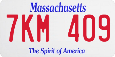 MA license plate 7KM409