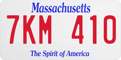 MA license plate 7KM410