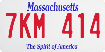 MA license plate 7KM414
