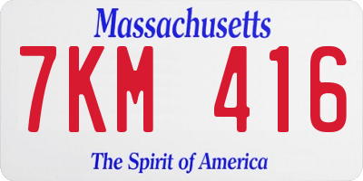 MA license plate 7KM416