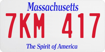 MA license plate 7KM417