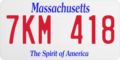MA license plate 7KM418