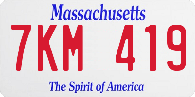 MA license plate 7KM419