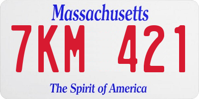 MA license plate 7KM421