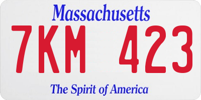 MA license plate 7KM423