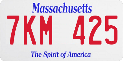 MA license plate 7KM425
