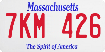 MA license plate 7KM426