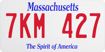 MA license plate 7KM427