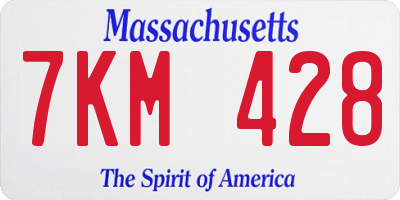 MA license plate 7KM428