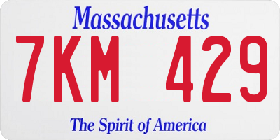 MA license plate 7KM429