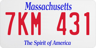 MA license plate 7KM431