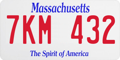 MA license plate 7KM432