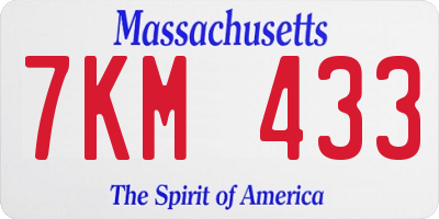 MA license plate 7KM433
