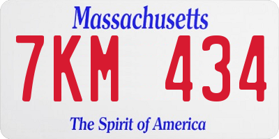 MA license plate 7KM434