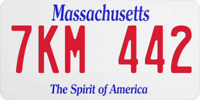 MA license plate 7KM442