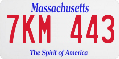 MA license plate 7KM443