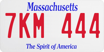 MA license plate 7KM444