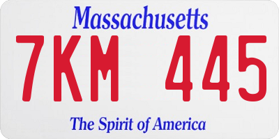 MA license plate 7KM445