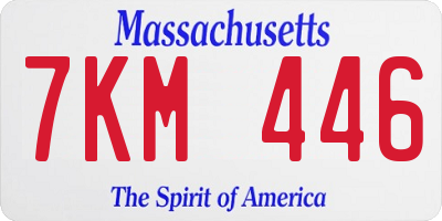MA license plate 7KM446