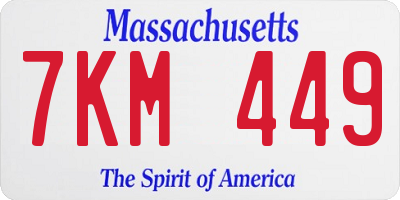 MA license plate 7KM449