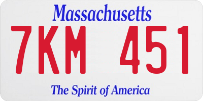 MA license plate 7KM451