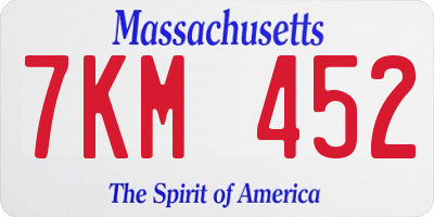 MA license plate 7KM452