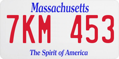 MA license plate 7KM453