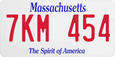 MA license plate 7KM454