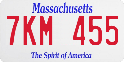 MA license plate 7KM455
