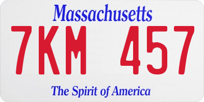 MA license plate 7KM457
