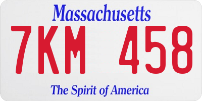 MA license plate 7KM458