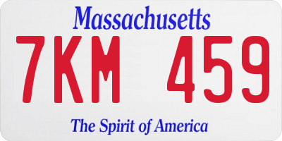 MA license plate 7KM459