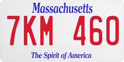 MA license plate 7KM460