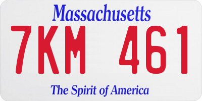 MA license plate 7KM461