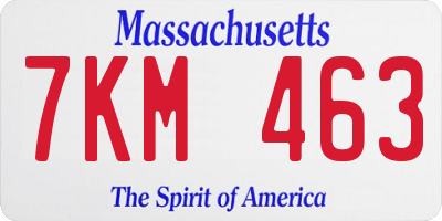 MA license plate 7KM463