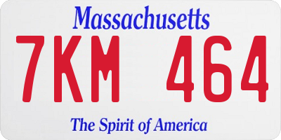 MA license plate 7KM464