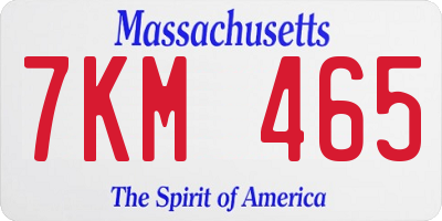 MA license plate 7KM465
