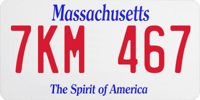 MA license plate 7KM467