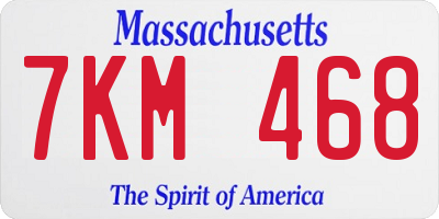 MA license plate 7KM468