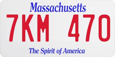 MA license plate 7KM470