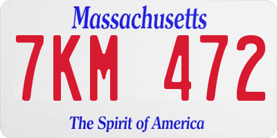 MA license plate 7KM472