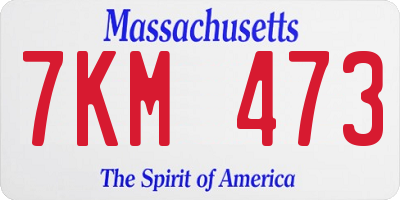 MA license plate 7KM473