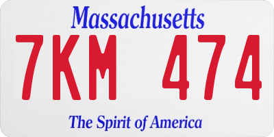 MA license plate 7KM474