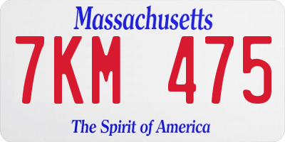 MA license plate 7KM475