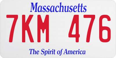 MA license plate 7KM476