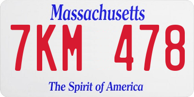 MA license plate 7KM478