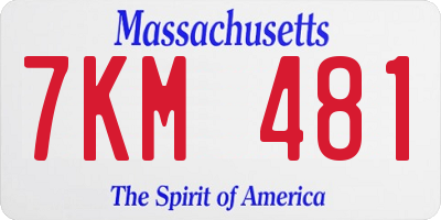 MA license plate 7KM481