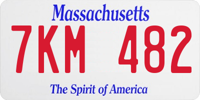 MA license plate 7KM482